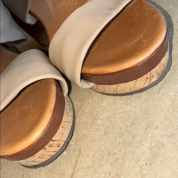 CORSO COMO Tan Wedge Sandals, leather & cork, slingback. 8.5M - Picture 9 of 15